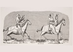 亨利·德·费里耶尔斯（Henri de Ferrieres）在14世纪的手稿“Livre de Roy du Modus”中，由Paul Lacroix（1806-84）发表的“Le Moyen Age et La Renaissance”中的女士摆弄小贩 作者 法语学校